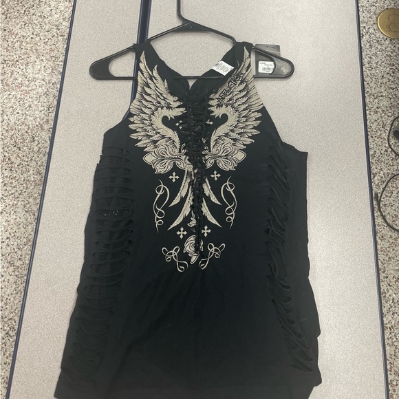 Affliction Black Sleeveless Graphic Tank Top - Picture 2 of 4